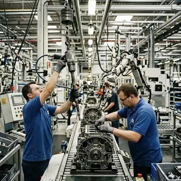 Precision-engineered components on a CMM inspection table at a Cambridge aerospace supplier